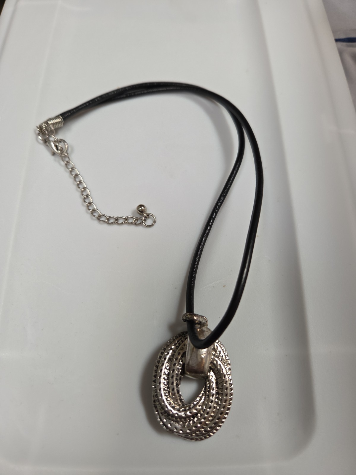 Oval Necklace Pewter 10″