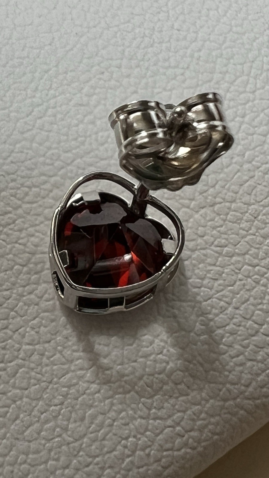 Heart-Shaped Garnet Bezel Stud Earrings, 925 Sterling Silver Butterfly Back