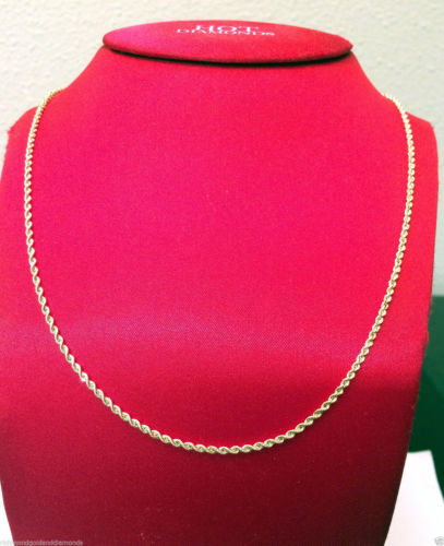 14k Yellow Gold Necklace Rope Chain 1.5mm 2mm 3mm 4mm 5mm Mens Womens