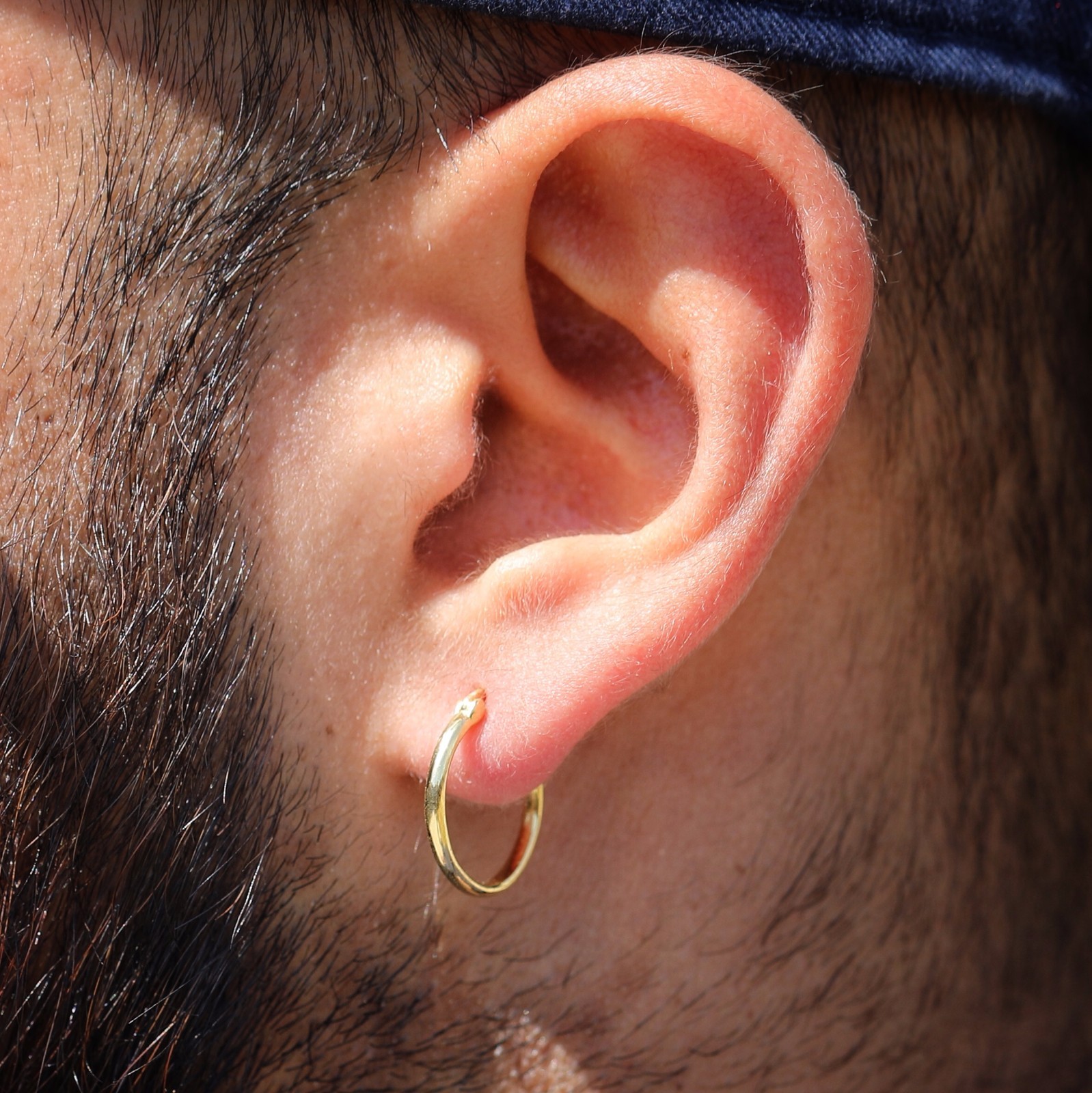 High Quality Gold Plated Men’s 925 Sterling Silver Solid Huggie Hoop Earrings
