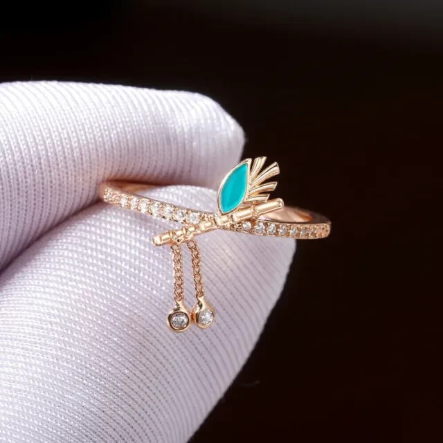 Test Pass Moissanite Lord Krishna Ring 14K Rose Gold Plated Silver 0.89Ct Round