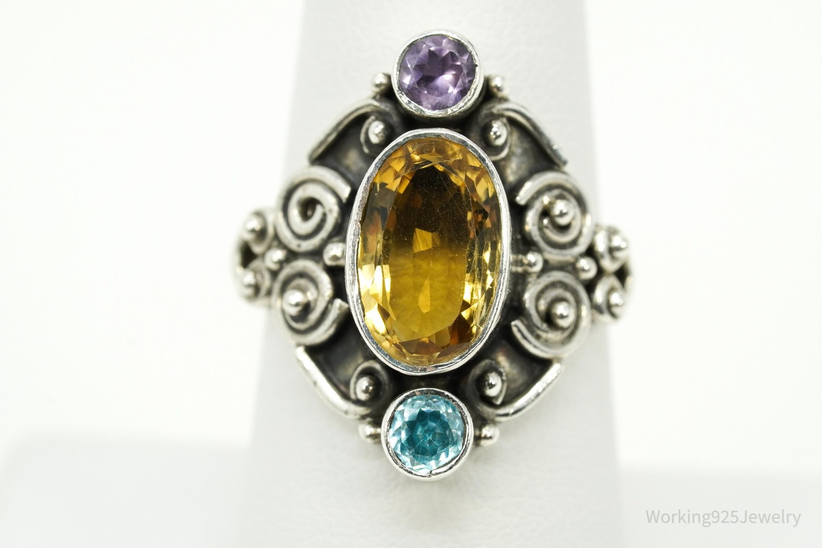 Vintage Multi Gem Sterling Silver Ring – Size 8