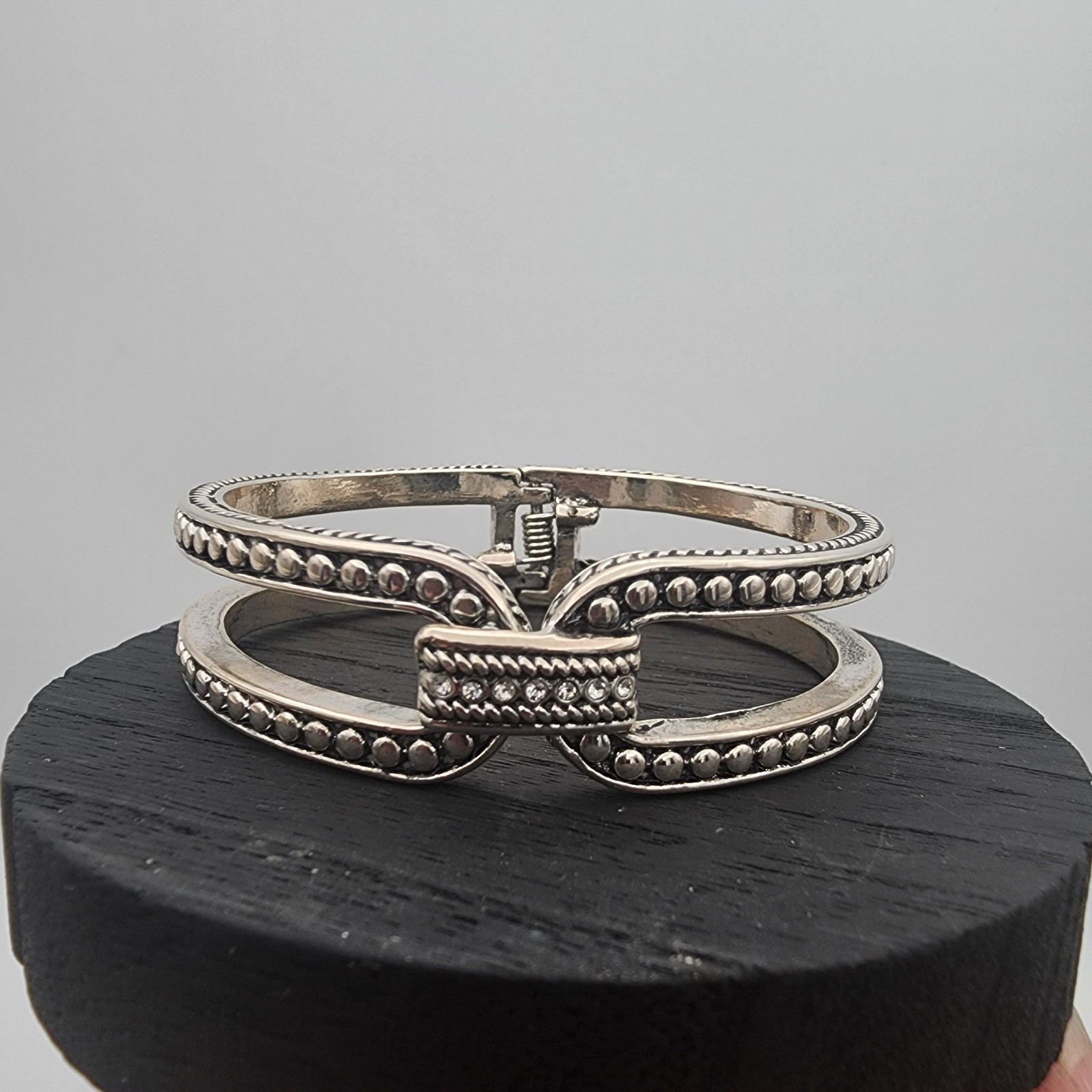 NWT Statement Hinged Cuff Bracelet Lot 3pc Silver & Gold Tone Bamboo Set