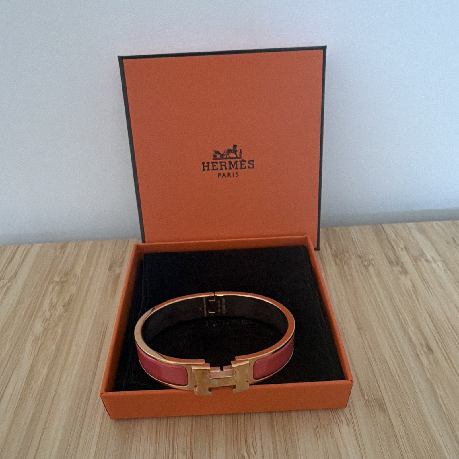 HERMÈS Clic H Bracelet Rose Gold Papaye Size Pm
