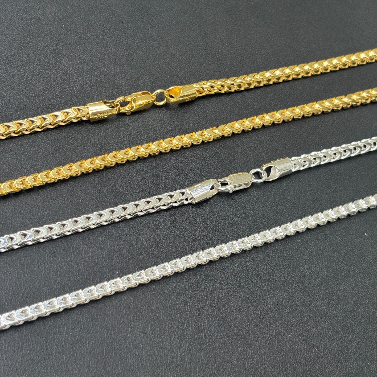 4mm Franco Chain Necklace – Real Solid 925 Sterling Silver Or 14k Gold Vermeil