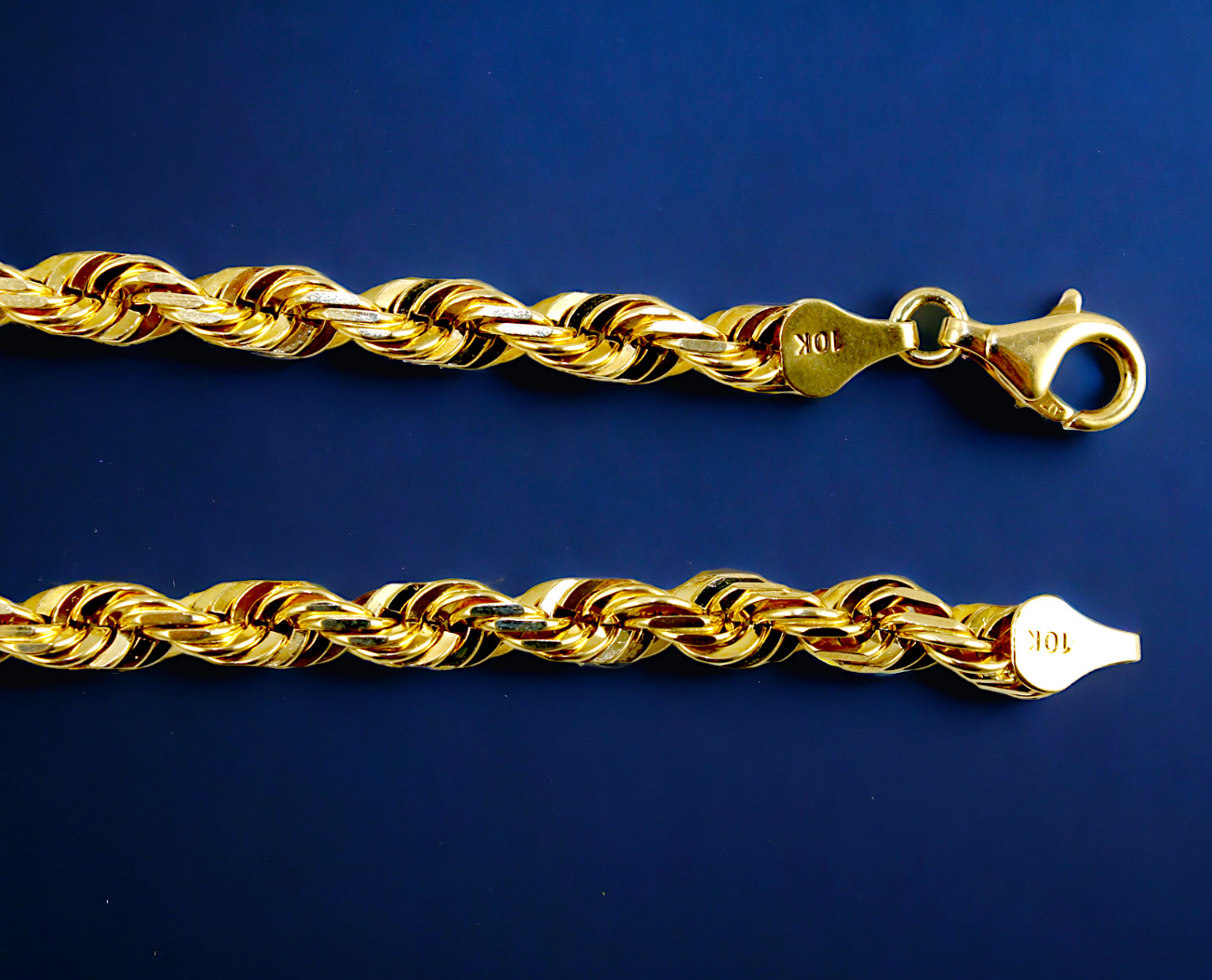 10K Yellow Gold 1mm-23mm Solid Rope Chain Necklace Diamond Cut All Sizes