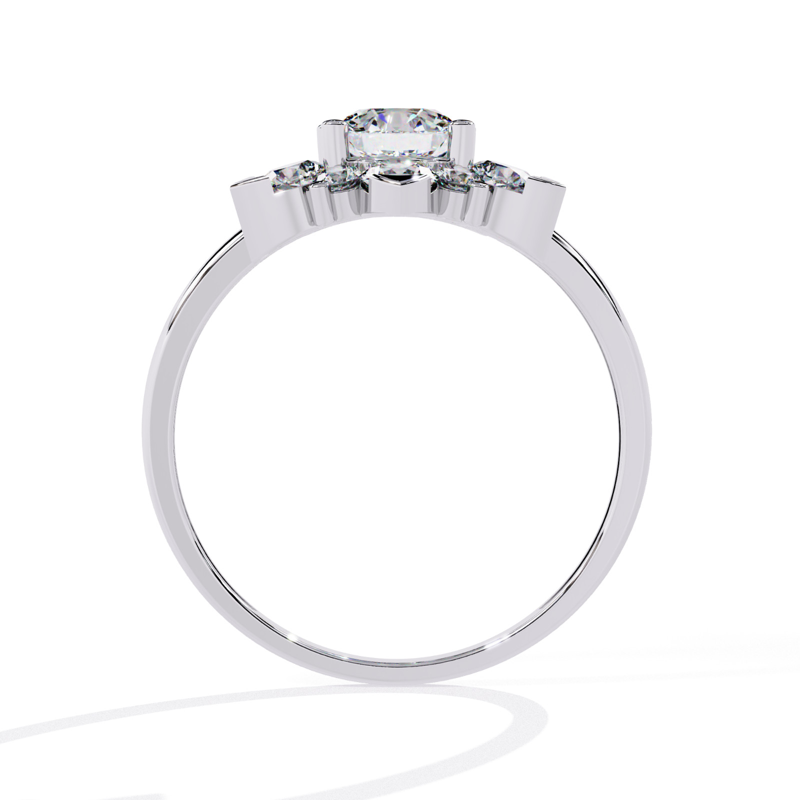1.20 CTW Round Lab Grown Diamond Engagement Ring Floral Cluster Ring 925 Silver