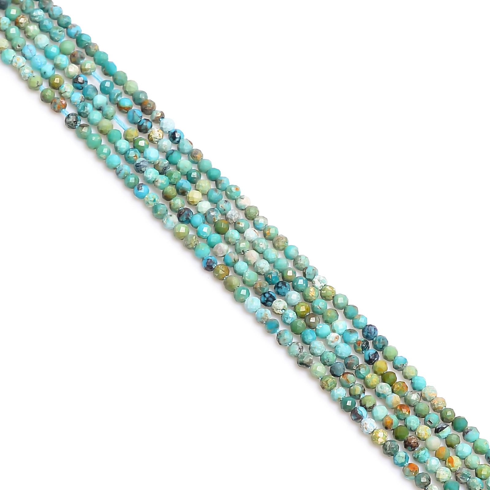 2.5 mm Natural Tibetan Turquoise Faceted Round Rondelle Beads 33 cm Strand EB-13