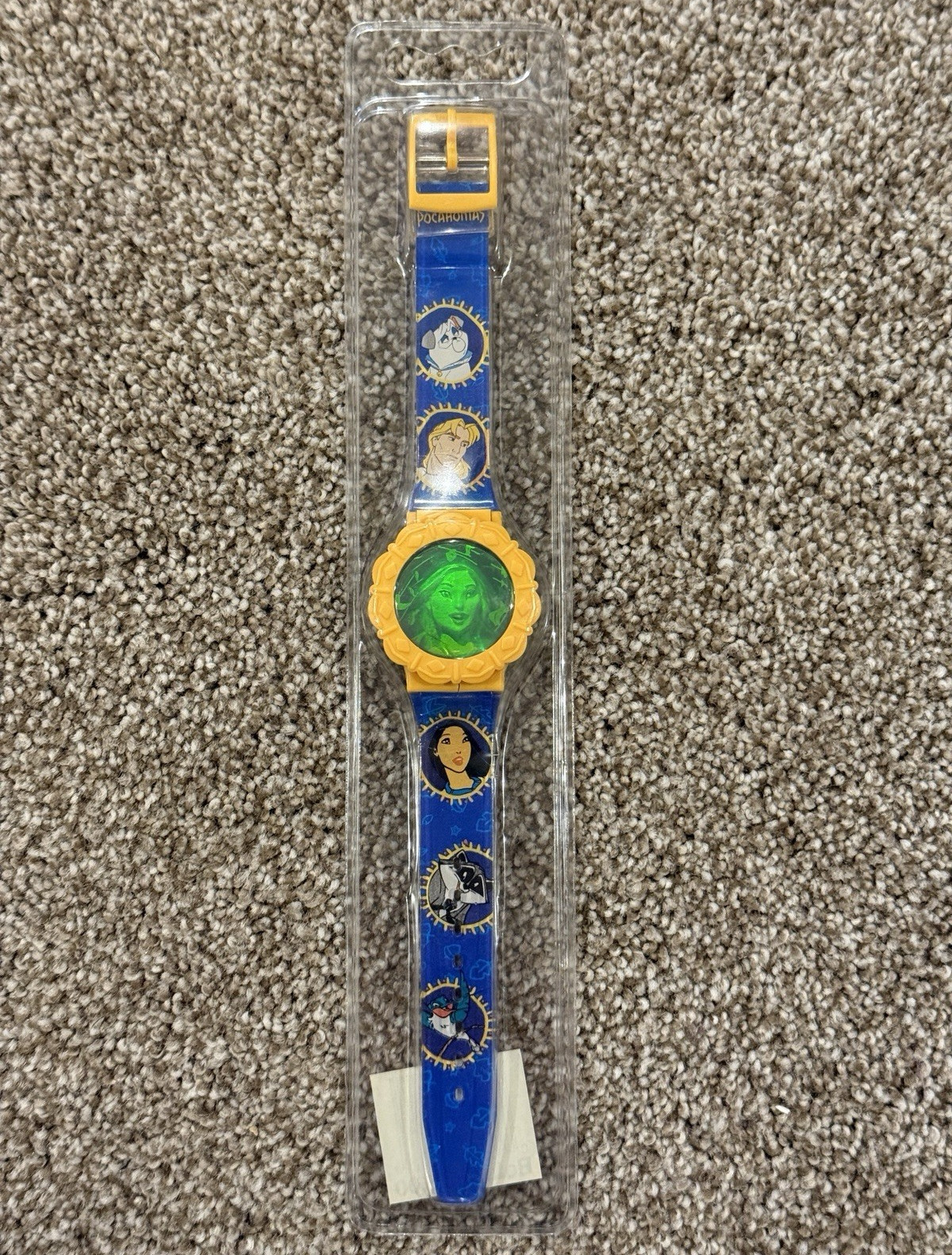 Disney Aladdin Kids Quartz Analog Watch Blue Strap Green Dial 26mm w/ Box