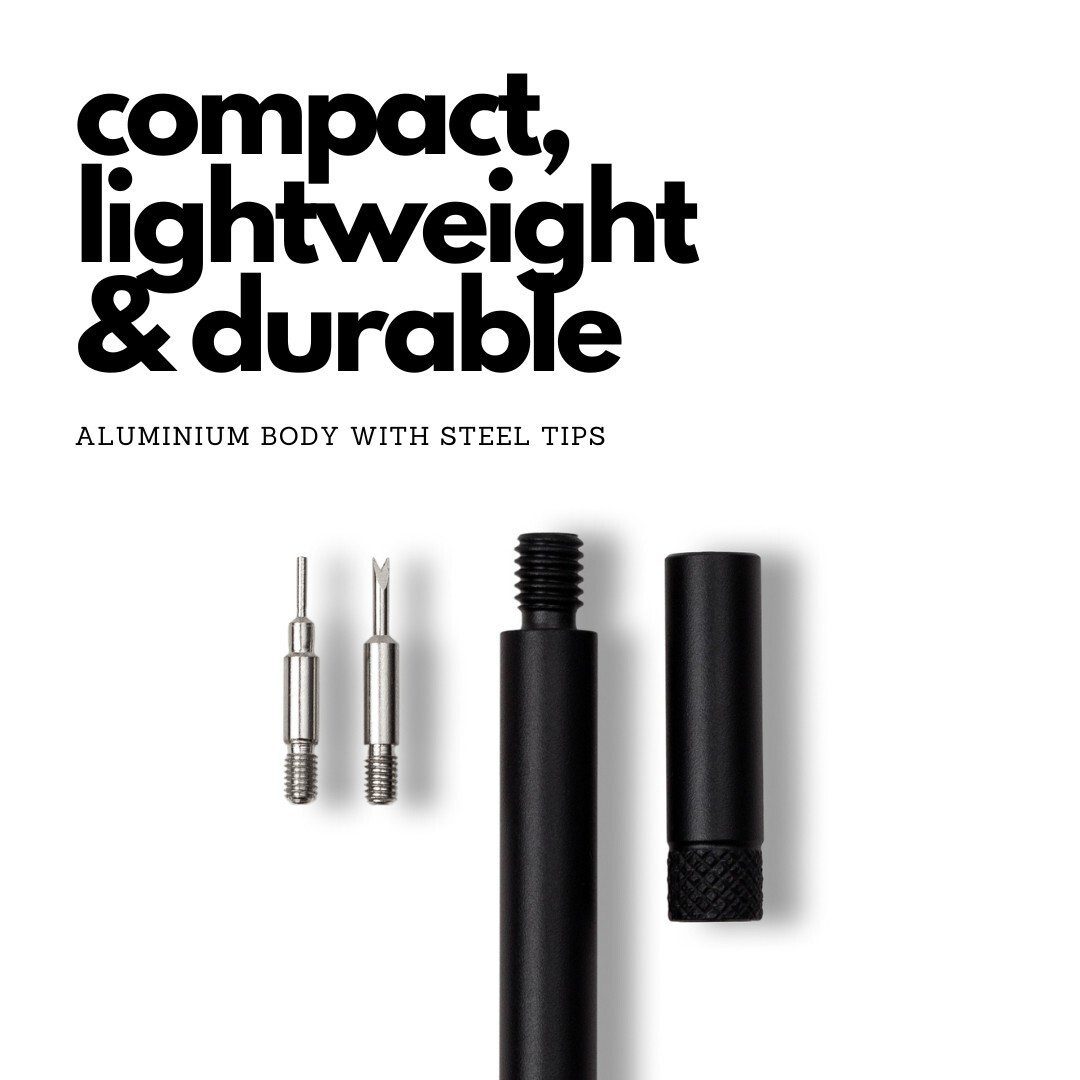 Black Spring Bar Travel Tool | EDC Watch Pin Removal Kit | Fork Pin Ends