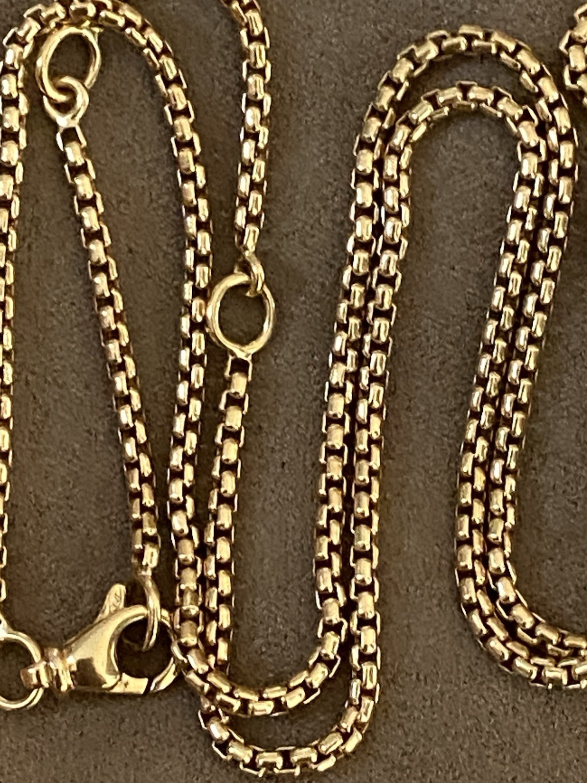 David Yurman 18k Yellow Gold Box Chain Necklace 1.7mm 16 17 18” Adjustable