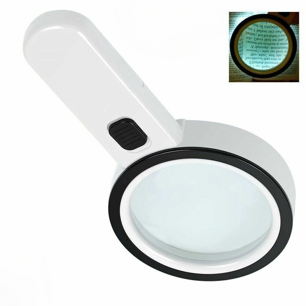 NEW 30X Handheld Magnifying Glass w/ 12 Bright LED Light Illuminated Magnifier
