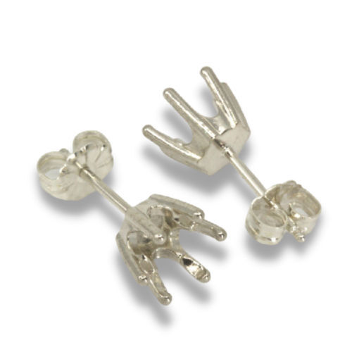 Round Six Prong Pre-notched Earring Mountings