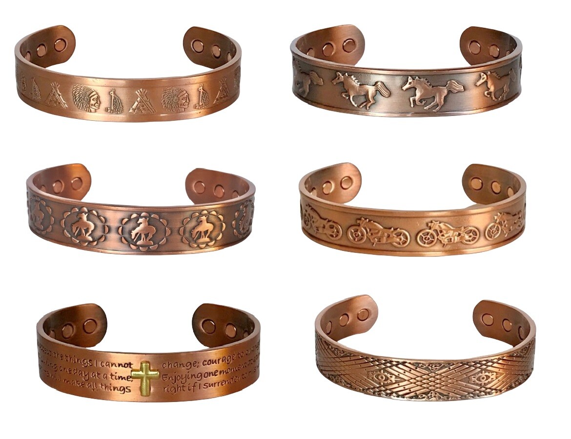 Pure Copper Magnetic Bracelet – Arthritis Pain Therapy Energy 15mm Cuff Bangle