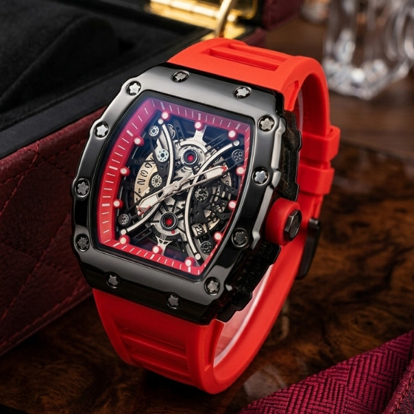 The Chronos Elite Luxury Sport Watch – Dark Urban Style – Tonneau Barrel Design