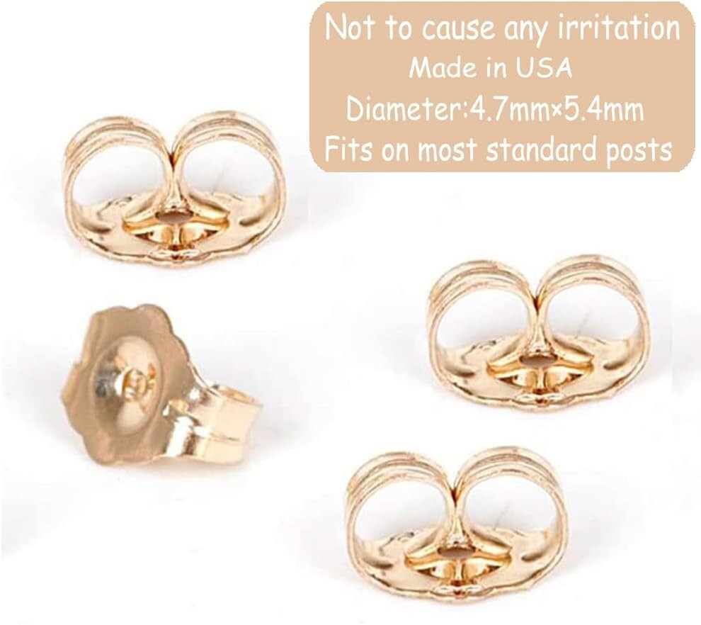 2 Pairs 14K Gold Earring Backs Replacement Ear Locking for Stud Earrings