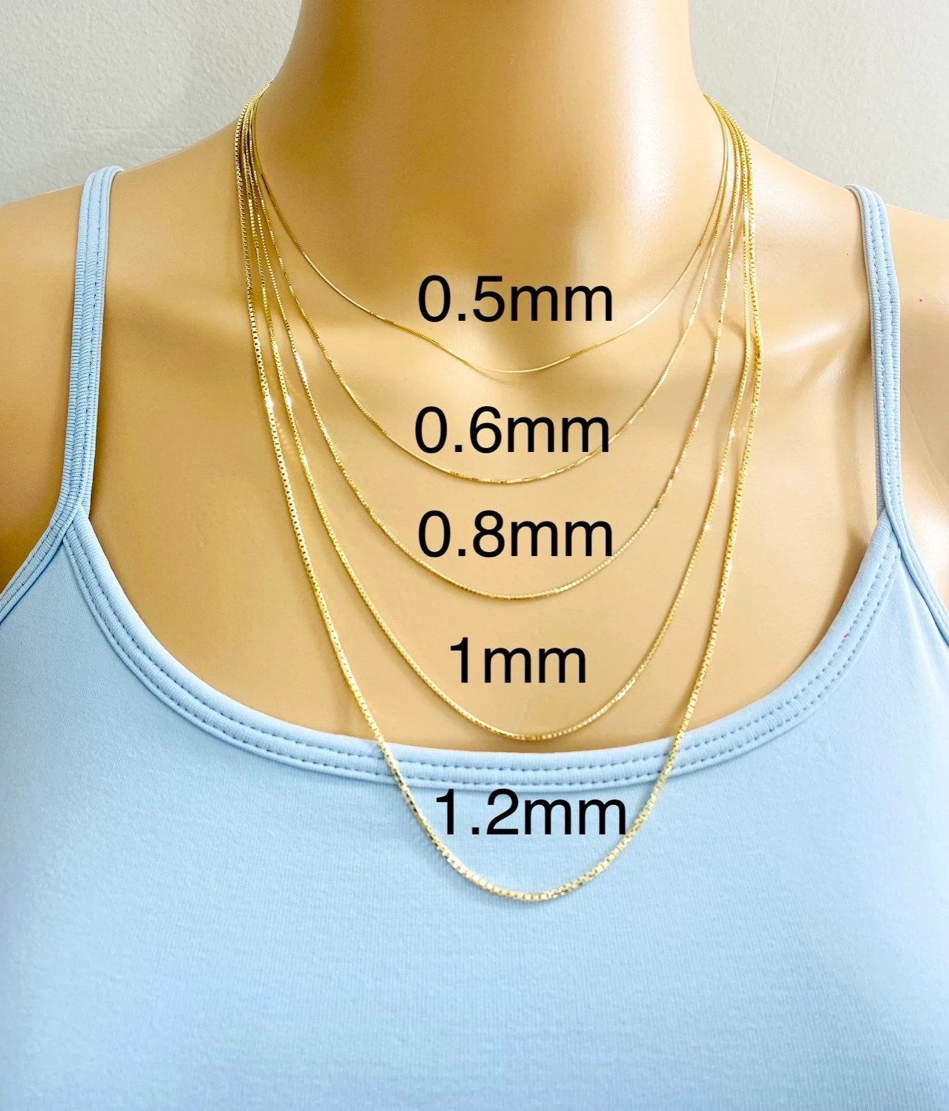 14K Solid Gold Box Chain Necklace – 14k Solid Gold Box Gold Chain – CH473