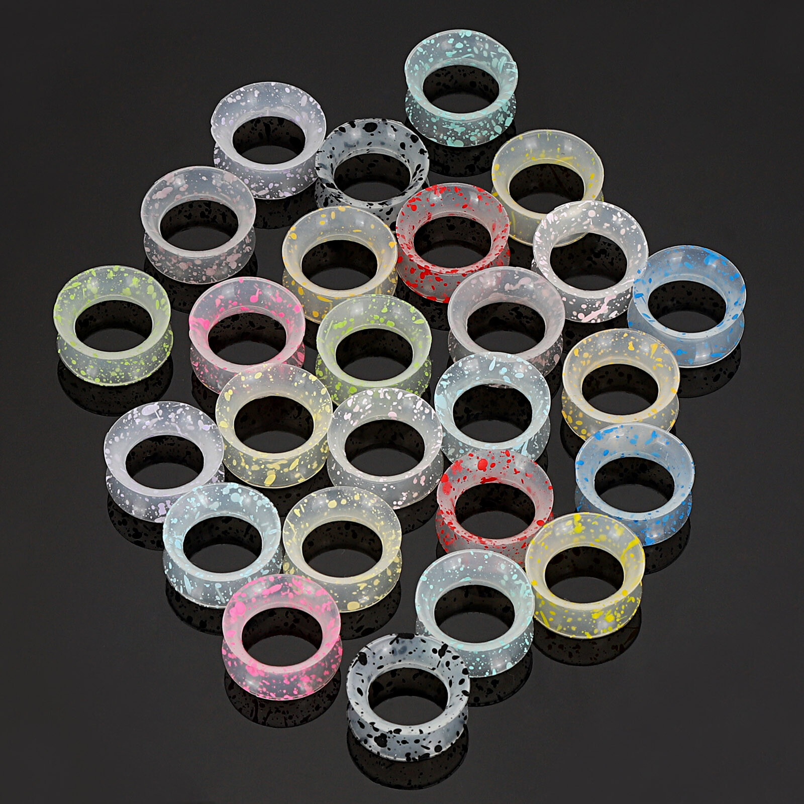 6-100Pcs Ear Gauge Silicone Tunnel Plugs Flexible Stretching Kit Random 2g-3/4″