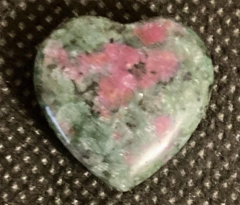 Green and Pink Unakite (Feldspar) Stone 20 MM Polished Hearts Lot of 6
