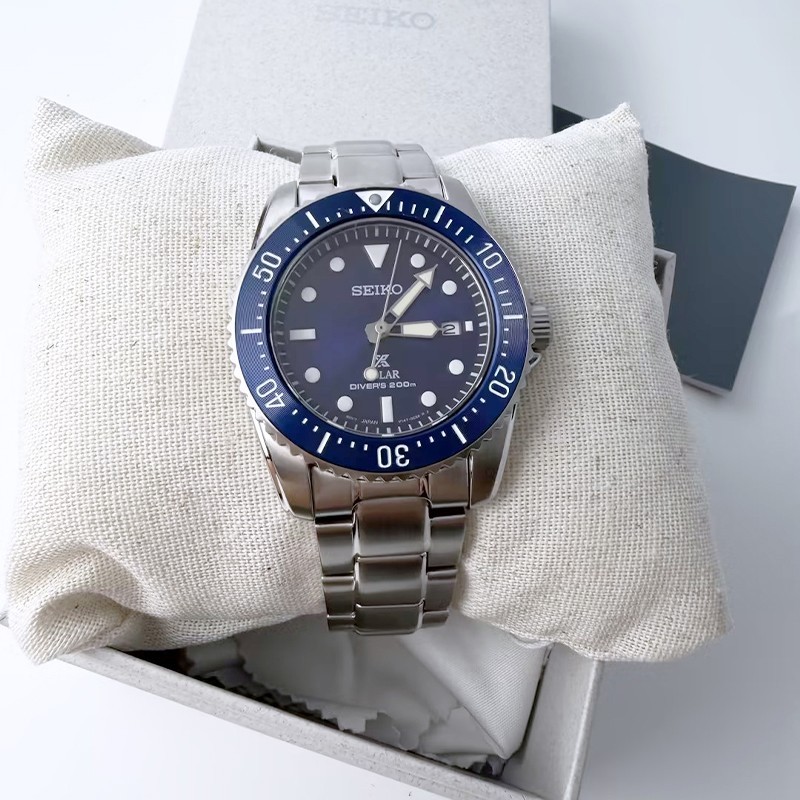 Seiko Prospex Sea Solar Power Men Blue Dial Stainless Steel SNE585 Watch 38.5mm