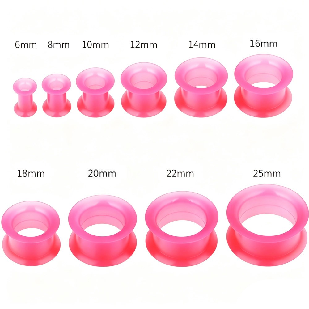 PAIR-SOFT THICK SKINS TUNNELS-Silicone Ear Skins-Ear Gauges-Soft Ear plugs 2G-1″