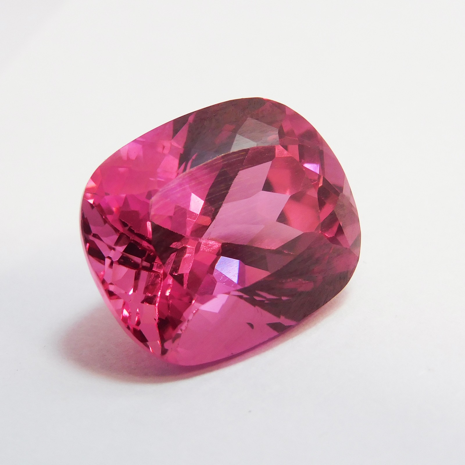 CERTIFIED Pink Cushion Cut 19.35 Ct Natural Tourmaline Enhanced Loose Gemstone