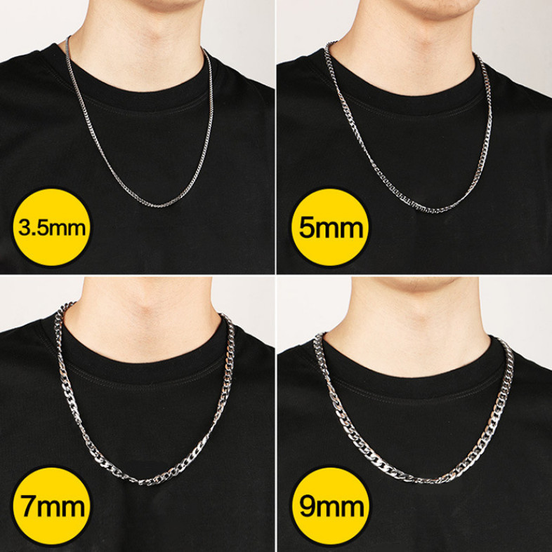 Stainless Steel Cuban Curb Chain Silver 16″-30″ Men Necklace 2/3/5/7/9/11/13mm