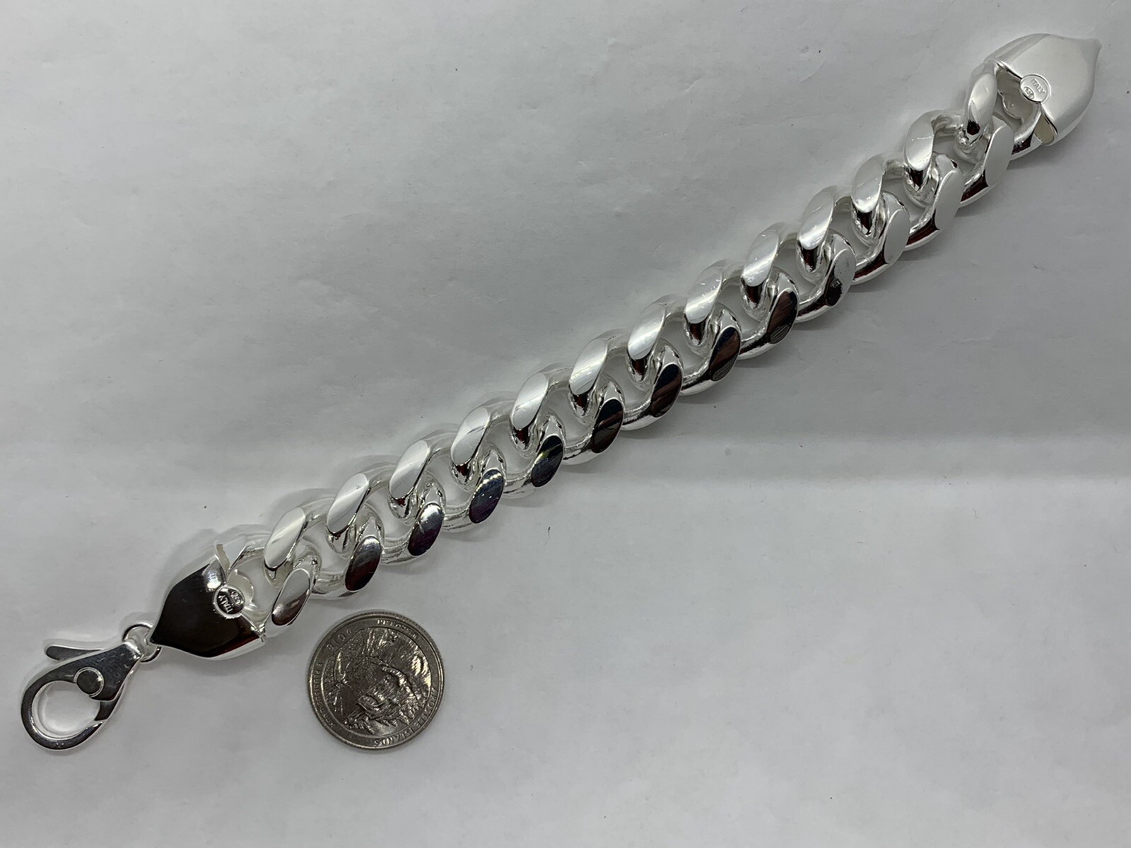 Hand Polished 18.2mm Solid 925 Silver Miami Cuban Link Men’s Bracelet 9″ Italy
