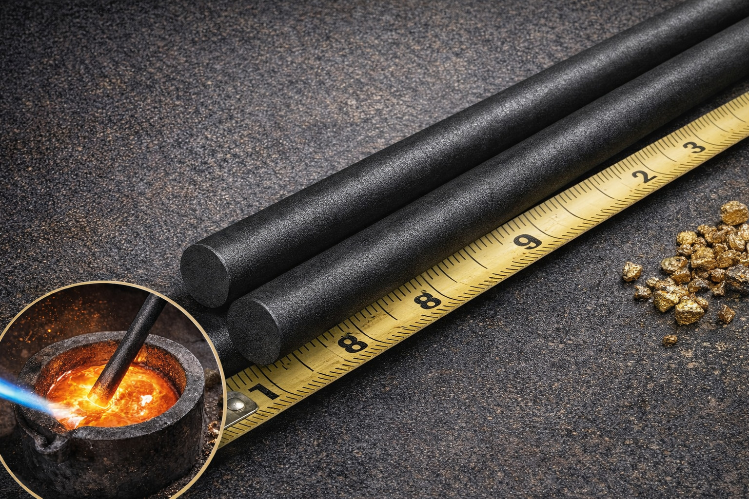 Gold Melting Kit Small Ceramic Crucible + 3/8″ Graphite Stirring Rod Refining