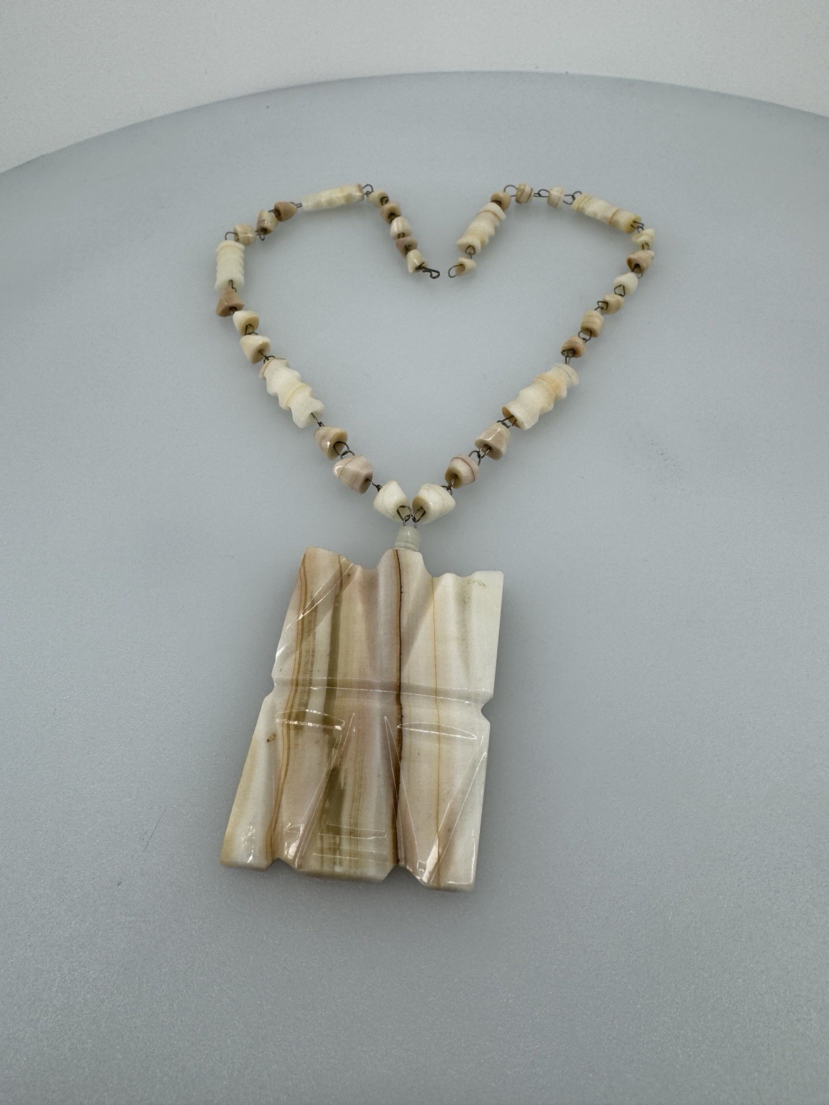Hand Carved Polished Stone Necklace