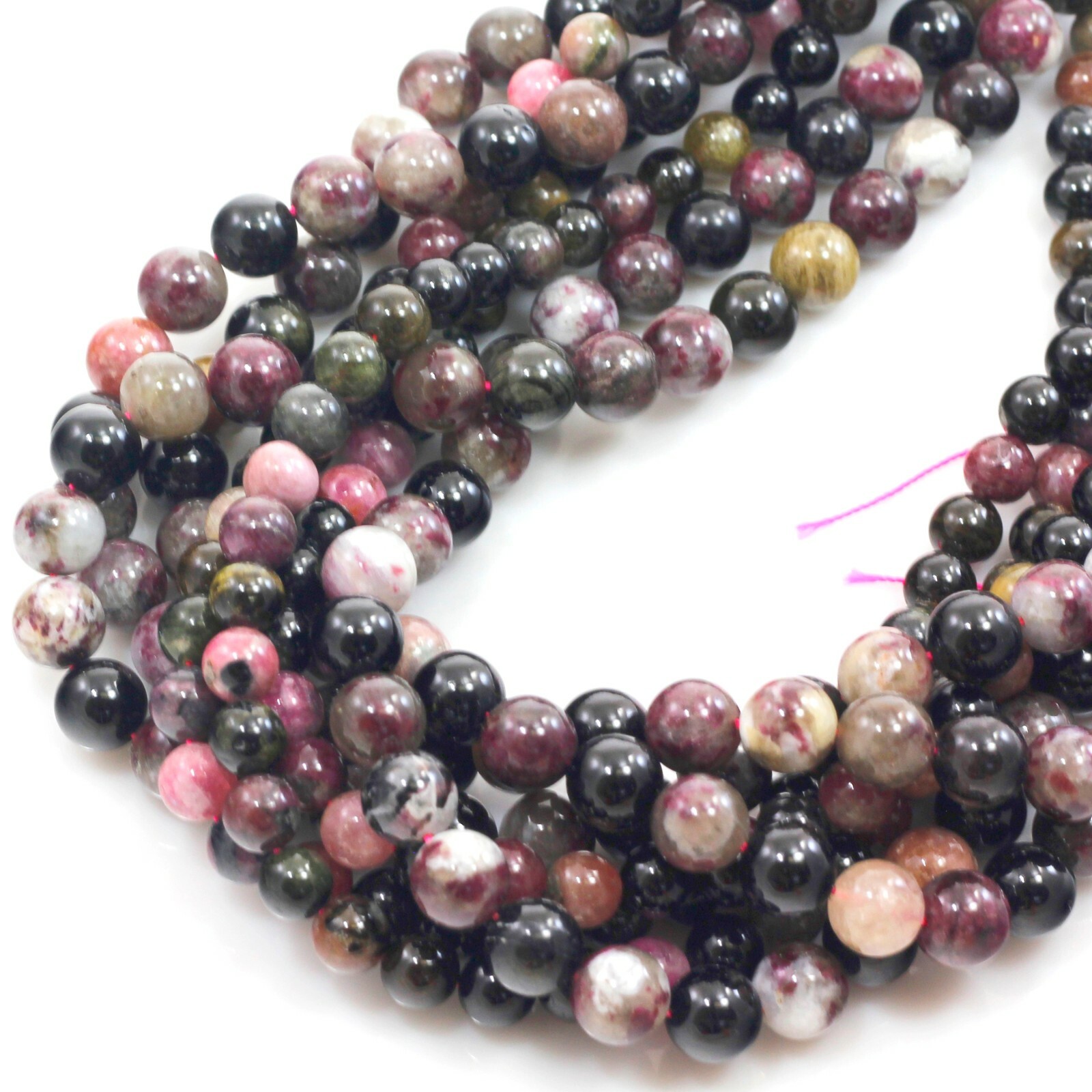 High Quality Natural Multi-Color Tourmaline Round Beads 15″ 4 5 6 7 8 9 10 12mm
