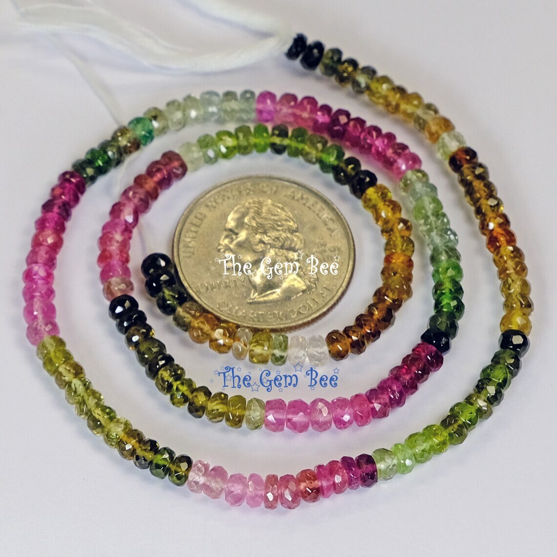 4.2mm Brazilian Tourmaline Faceted Rondelle Bead 16 inch strand
