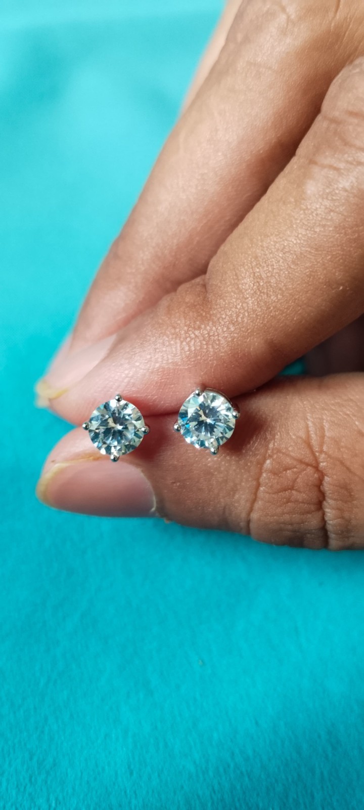 14k SOLID WHITE Gold! 3/4CTTW CT REAL GENUINE Diamond Stud Earrings PAIR