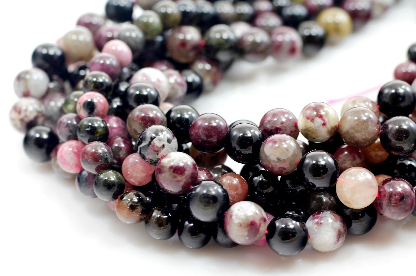 High Quality Natural Multi-Color Tourmaline Round Beads 15″ 4 5 6 7 8 9 10 12mm