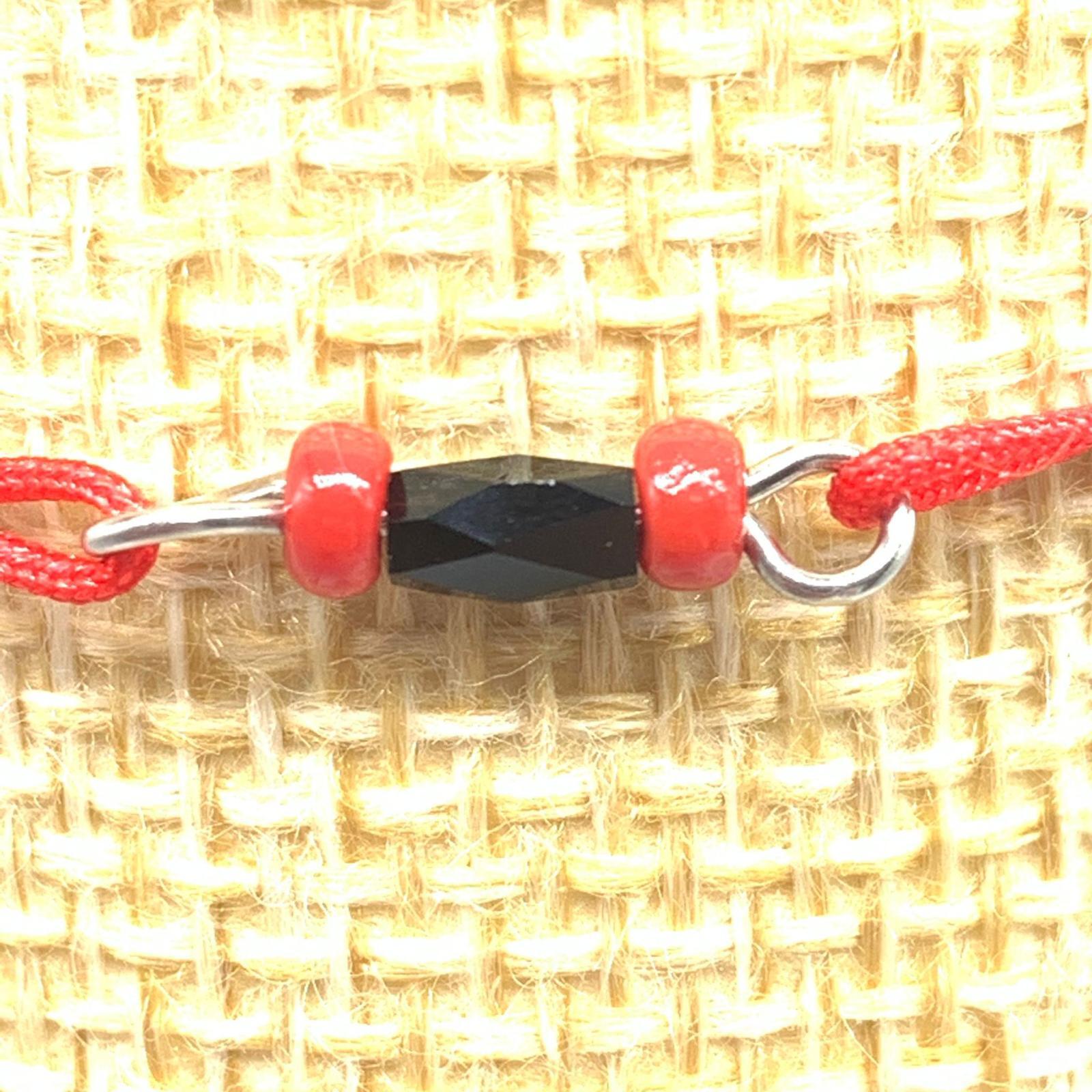 Red String Bead Stone Onyx Black Cool Bracelet Cord Adjustable 6in-10in pack x6
