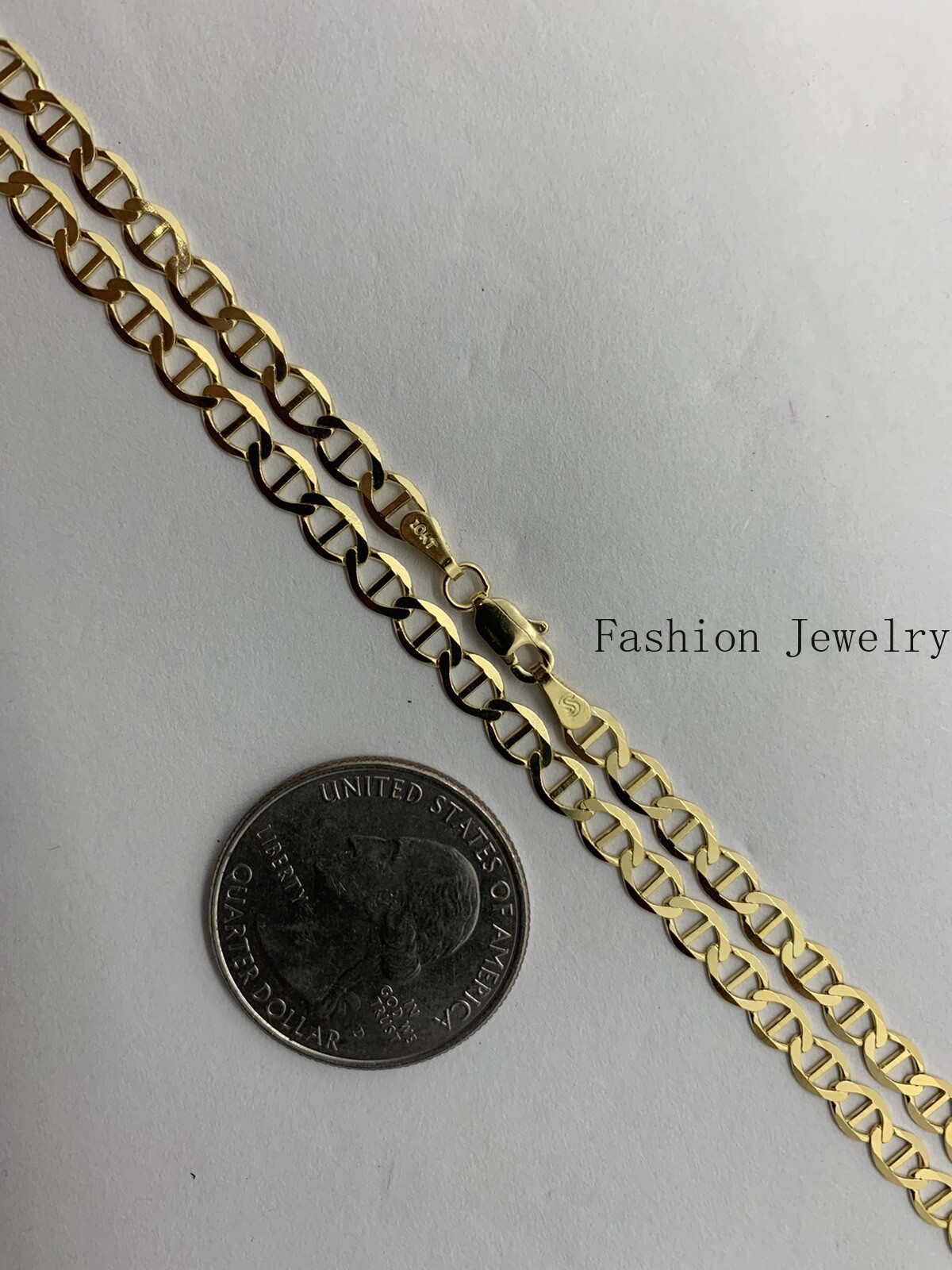 10K Solid Yellow Gold Anchor/Mariner Link Chains Necklace Men’s/Women’s 3.2-6mm