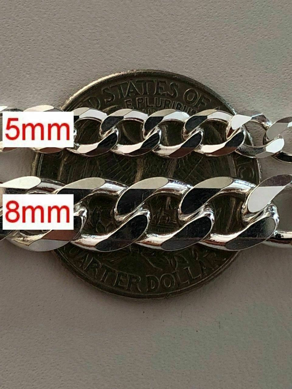 Real Solid 925 Sterling Silver Cuban Chain Men’s Women’s 2-16mm Italy Necklace
