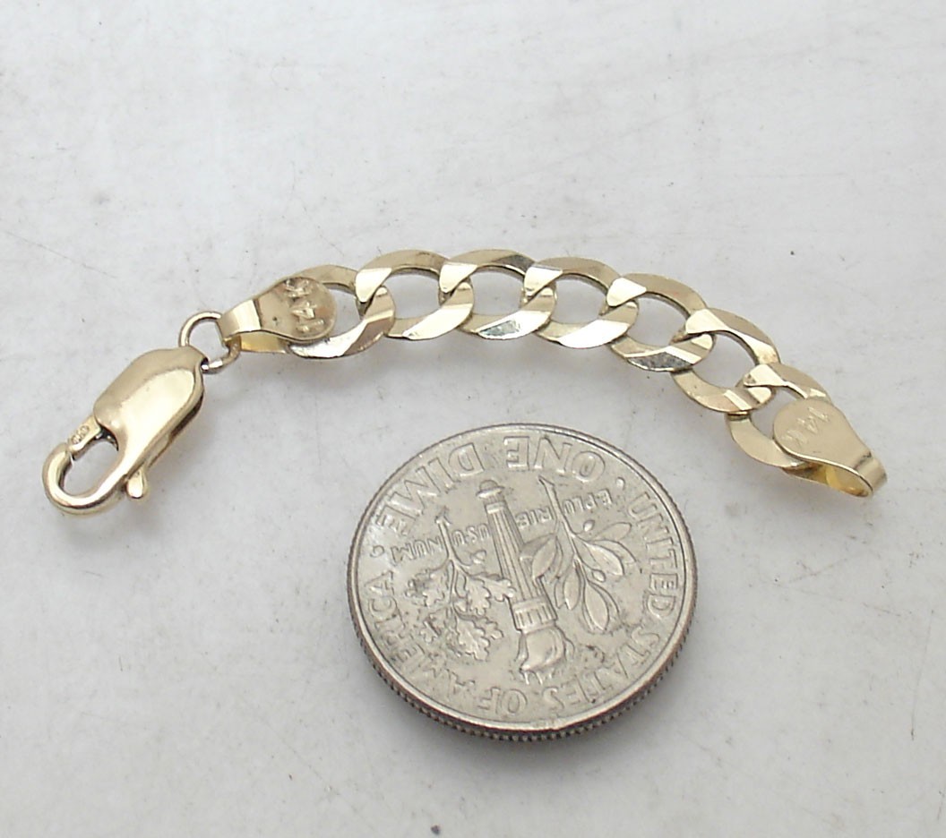 5.7mm Curb Link Necklace Extender for Pendant Charm REAL Solid 14K Yellow Gold