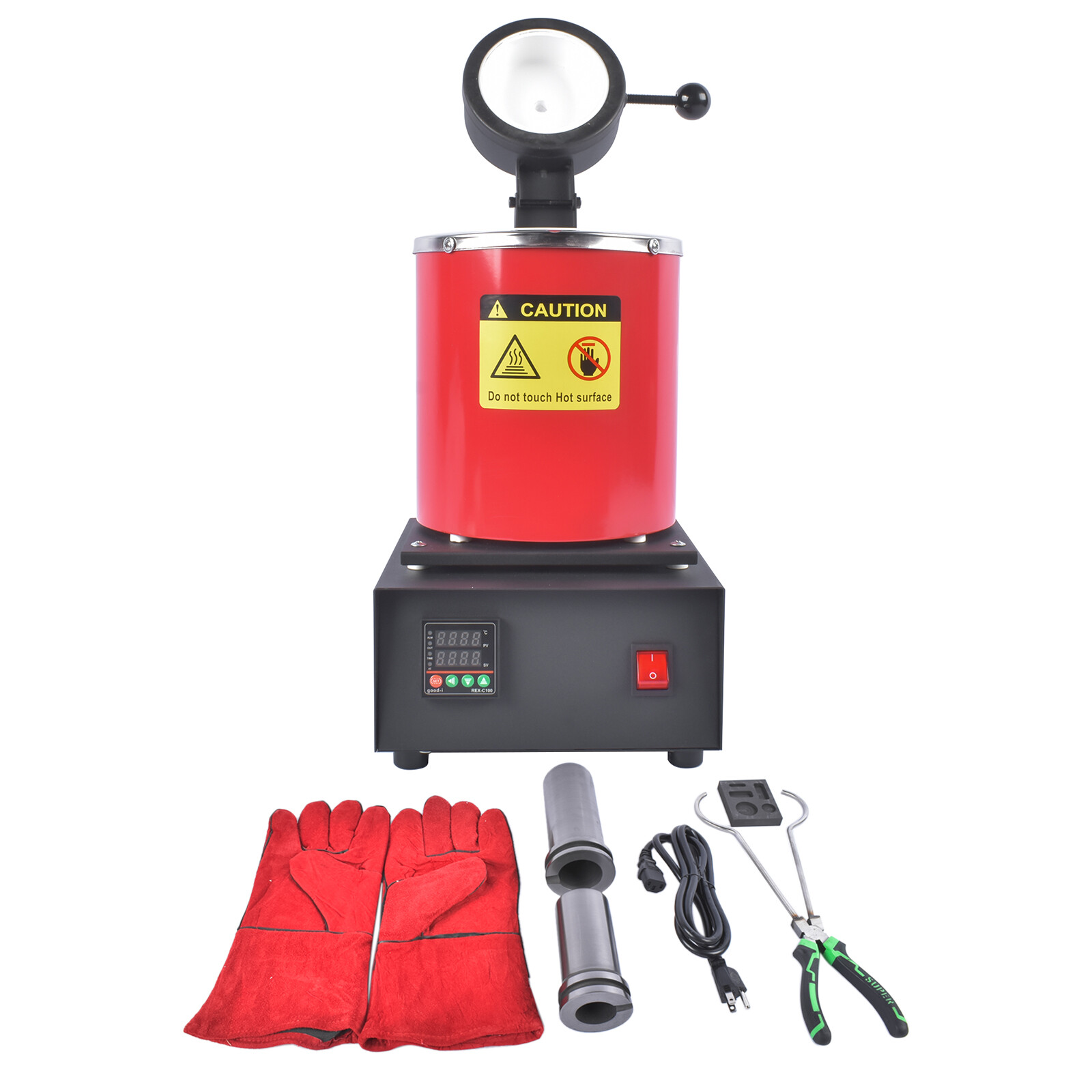 1500W 1150°C/2102°F Small High-Temperature Casting Furnaces 110V Red 1KG 2KG 3KG