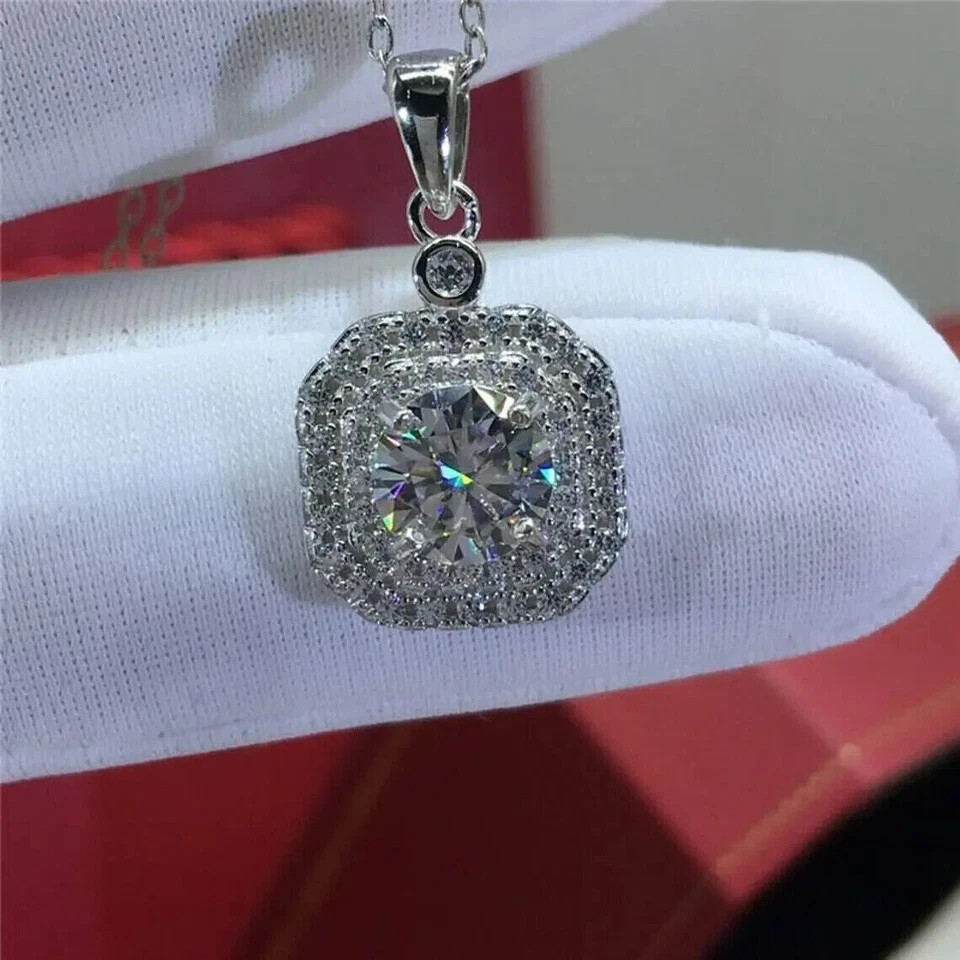2.15 Ct Round Cut Simulated Diamond Lovely Charm Pendant 14k White Gold Plated