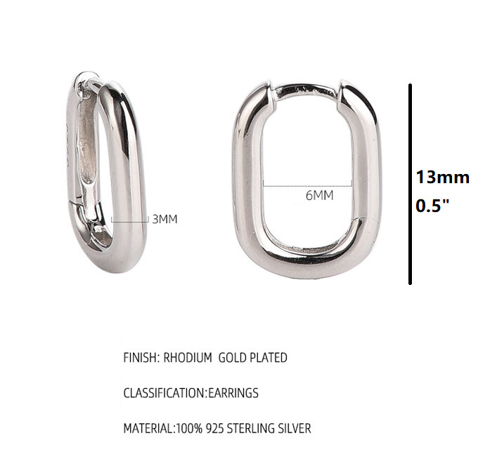 Women Girl 925 Sterling Silver Plated U-Shape Huggie Hoop Earrings A9