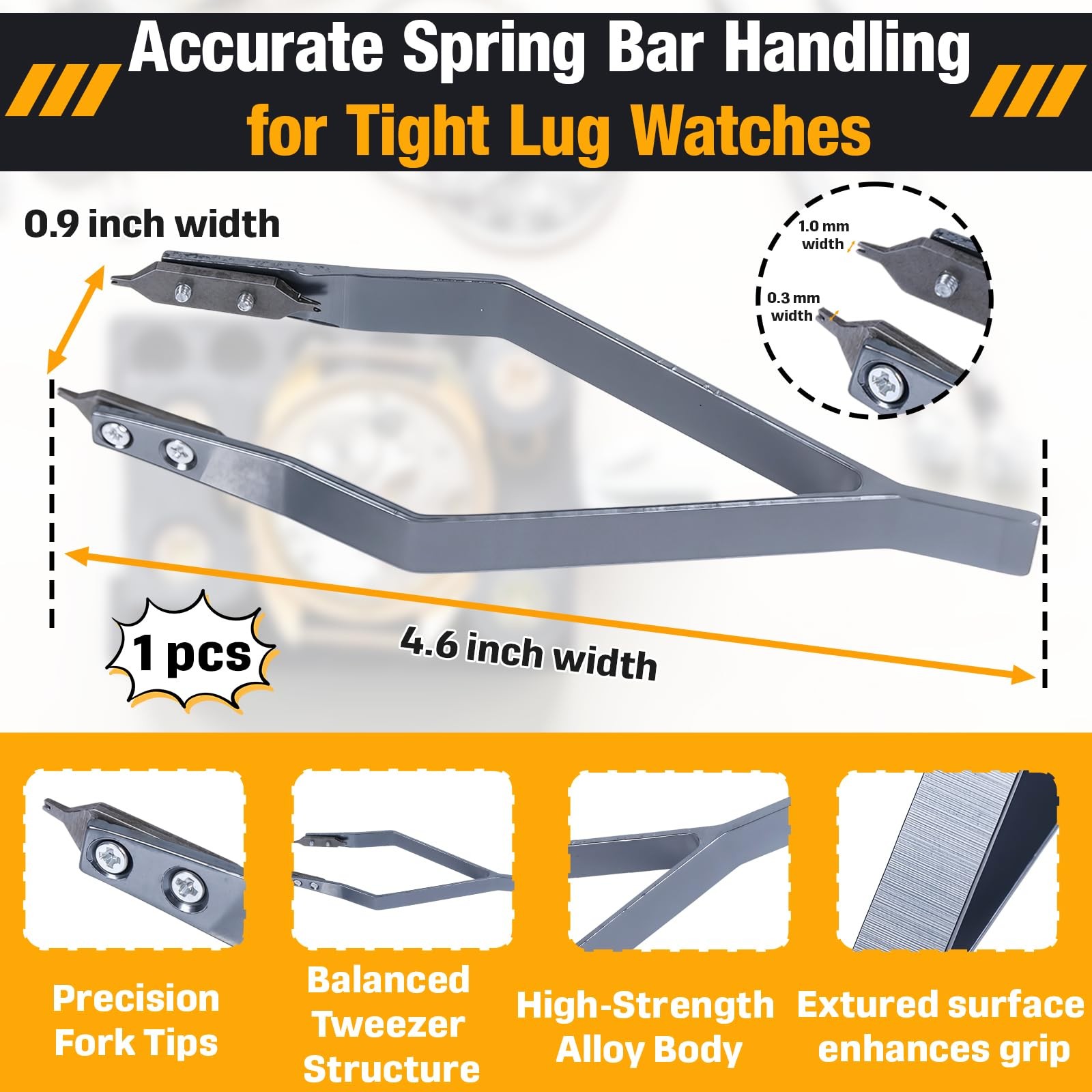 7825 Professional Spring Bar Tweezers, Precision Spring Bar Plier Tool