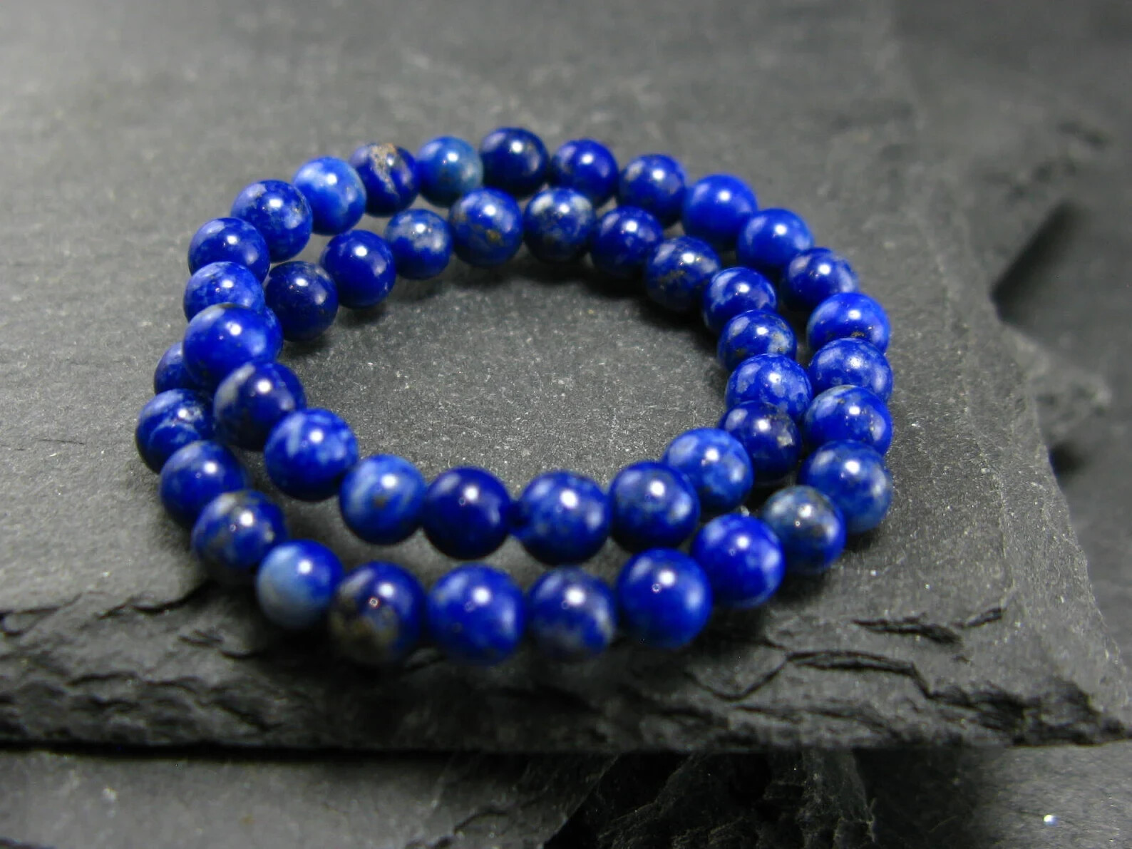 Lapis Lazuli Crystal Gemstone Elastic Dainty Bracelet Minimalist 4mm Round Beads