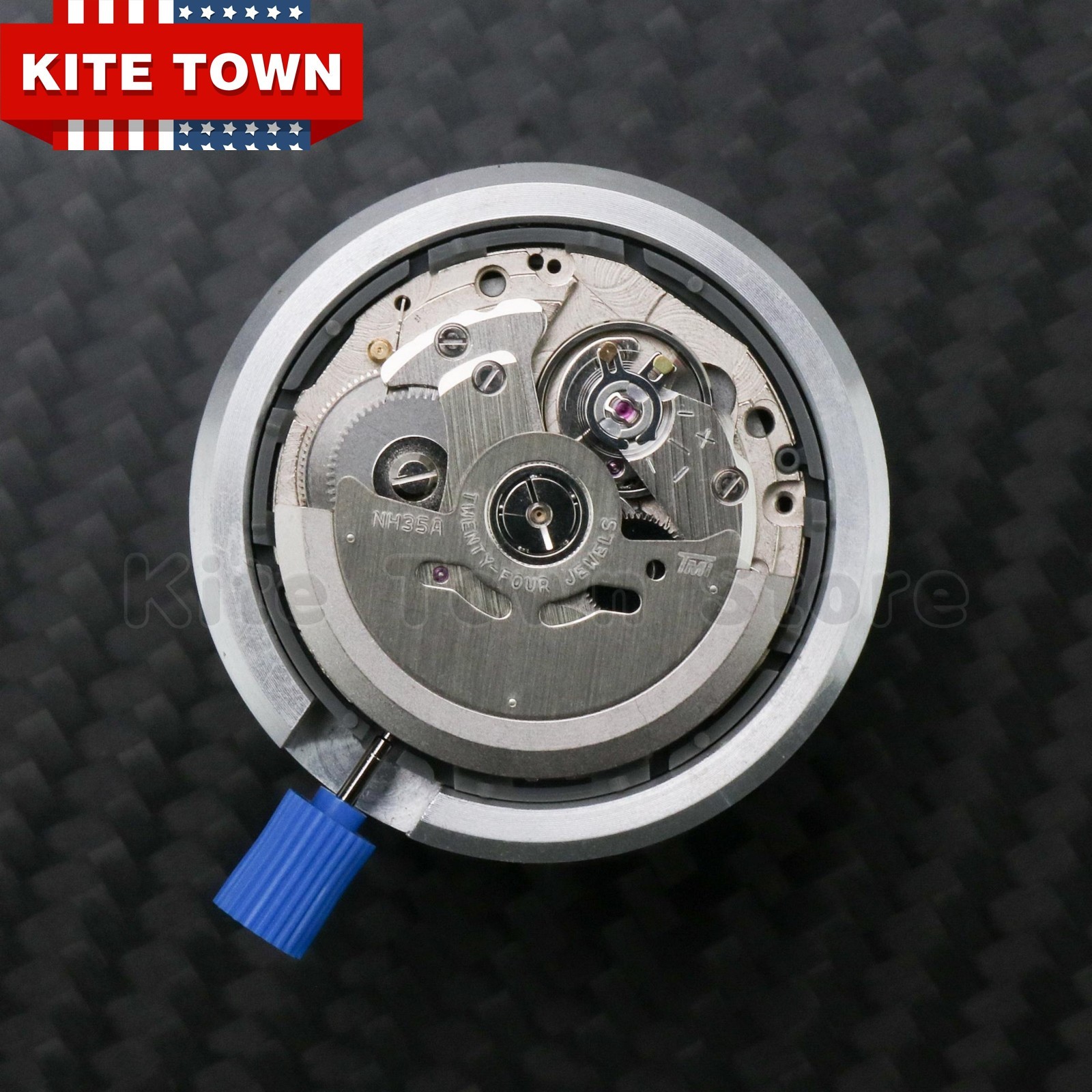 Genuine Automatic Watch Movement For Seiko (SII) NH35A Date At 3H W/ Black Disc