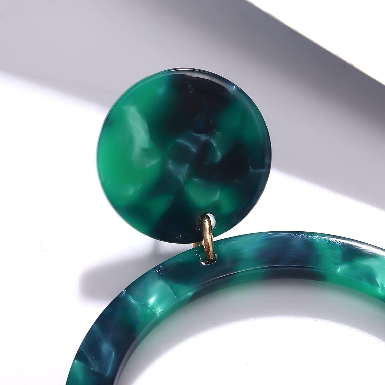 Acrylic Dangle Earrings Geometry Circle Resin Hoop Tortoise Shell