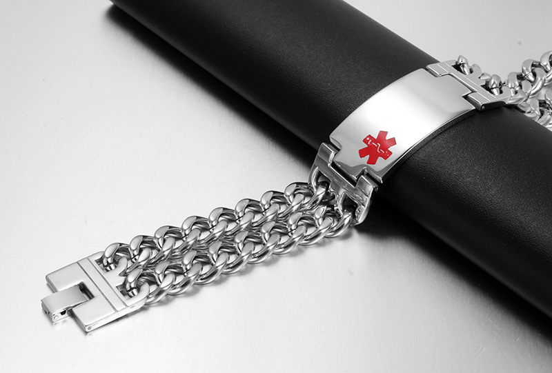 Mens Stainless Steel ID/Identification Bracelet 23mm wide Cowboy Chain 9.25”