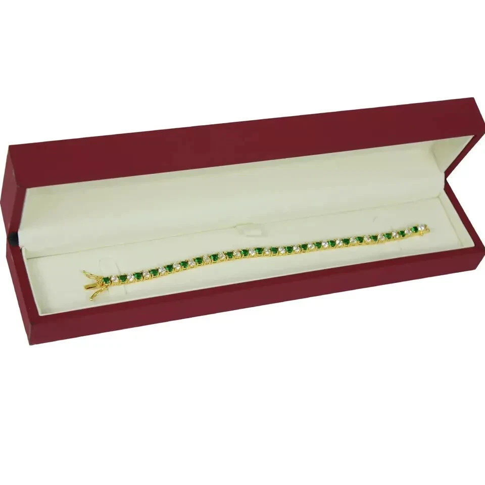 12Ct Round Created Green Diamond Womens Tennis Bracelet 14k Yellow Gold Over 7″