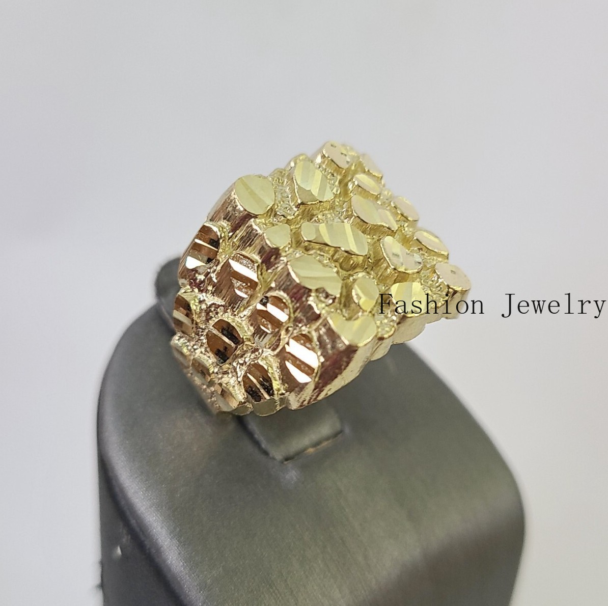 Solid 10K Yellow Gold Men’s Nugget Ring Statement Band Brand New Fine Jewelry
