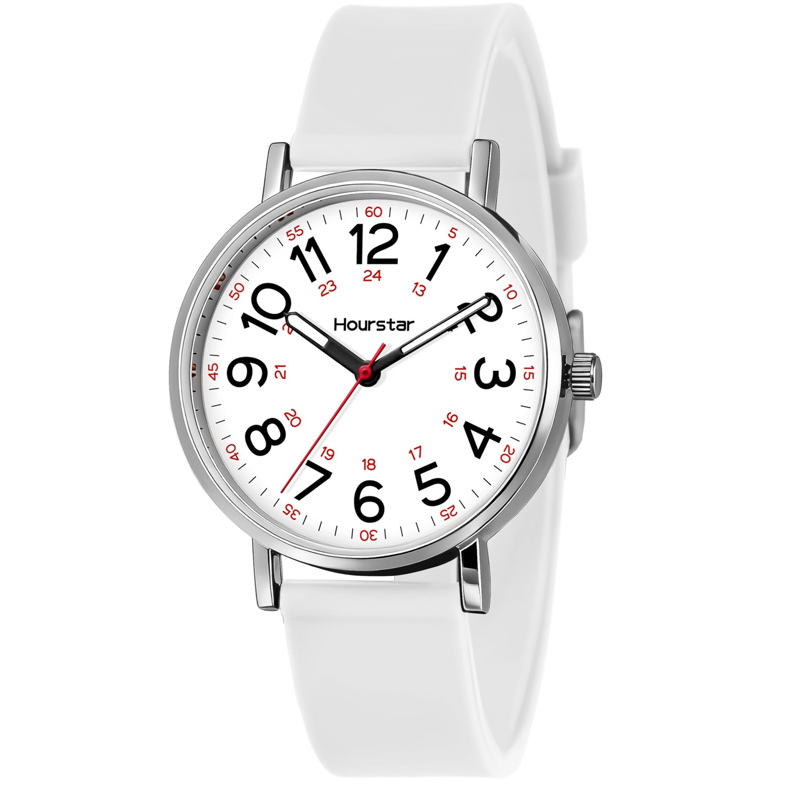 Women’s Analog Nurse Watch with Second Hand for Nursing, 12/24 Time, Silicone…