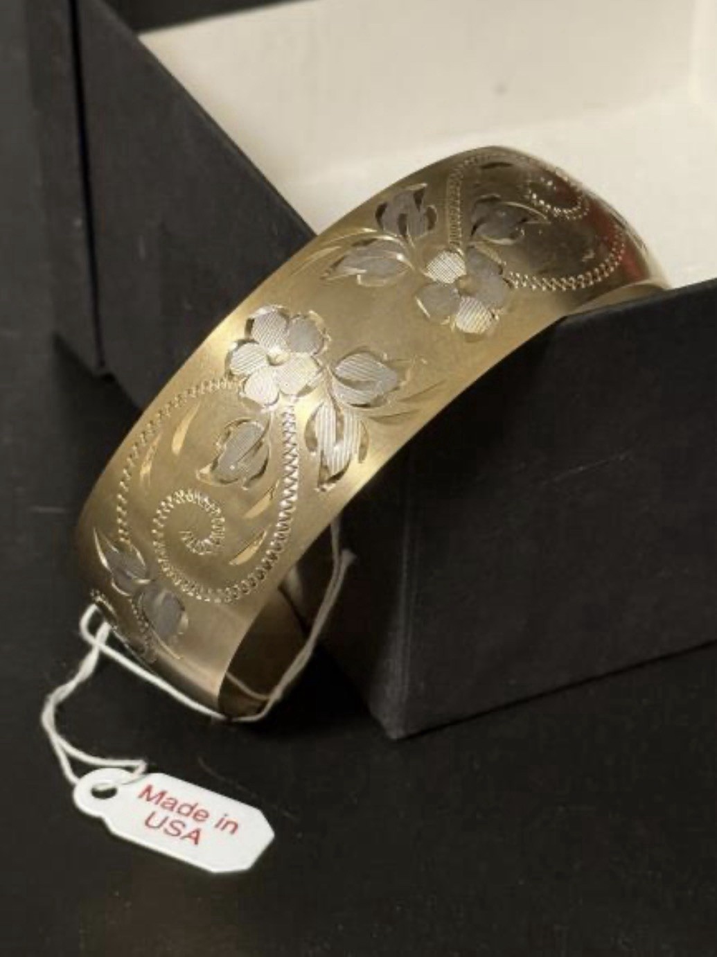 Essentials Yellow 14K Gold-Filled Hand Engraved Cuff Bracelet